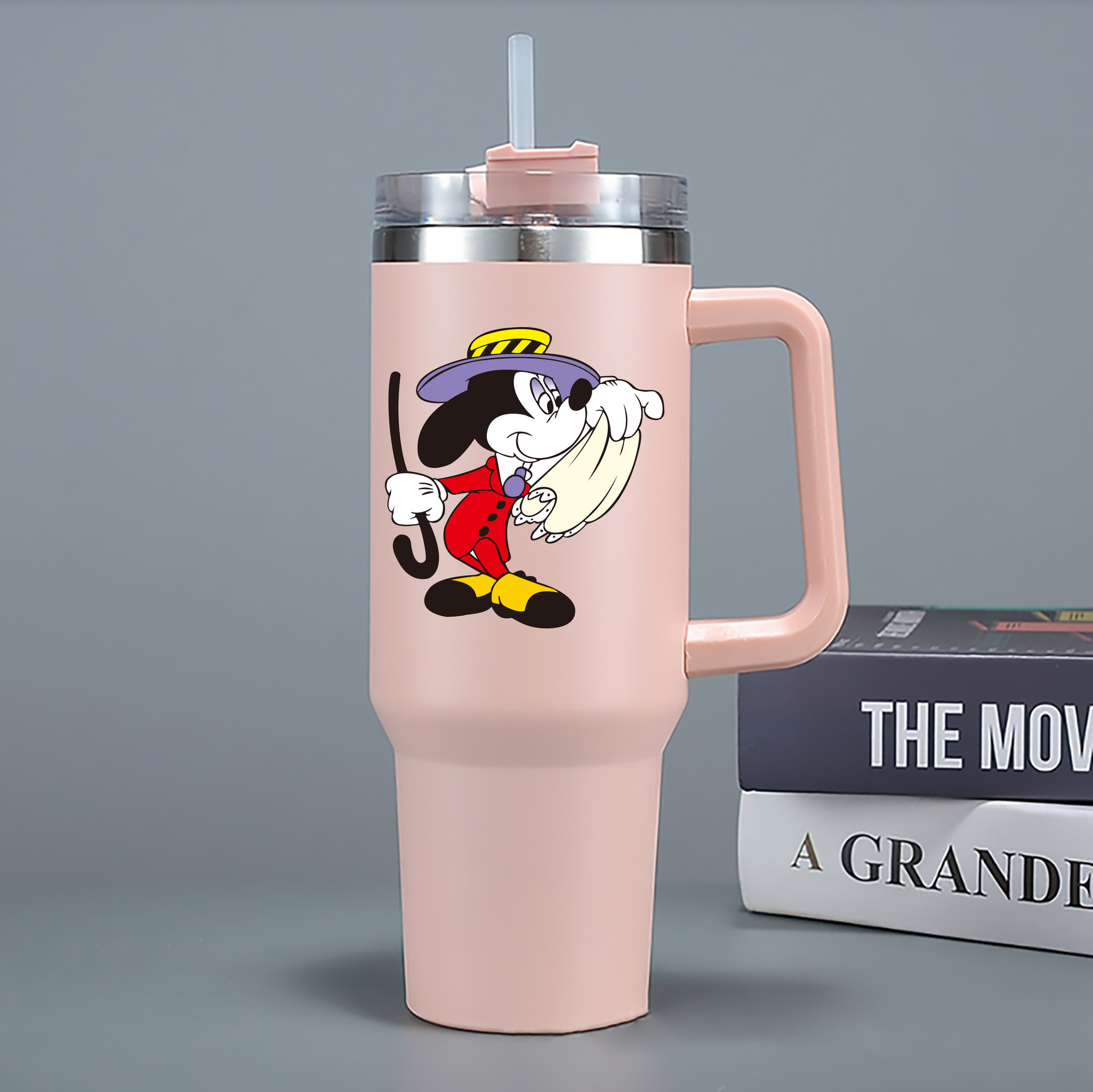 （画像用） ミッキーマウス Mickey Mouse 1200mL車用タンブラー - クリスタルステッカー（プラスチックストロー付き）